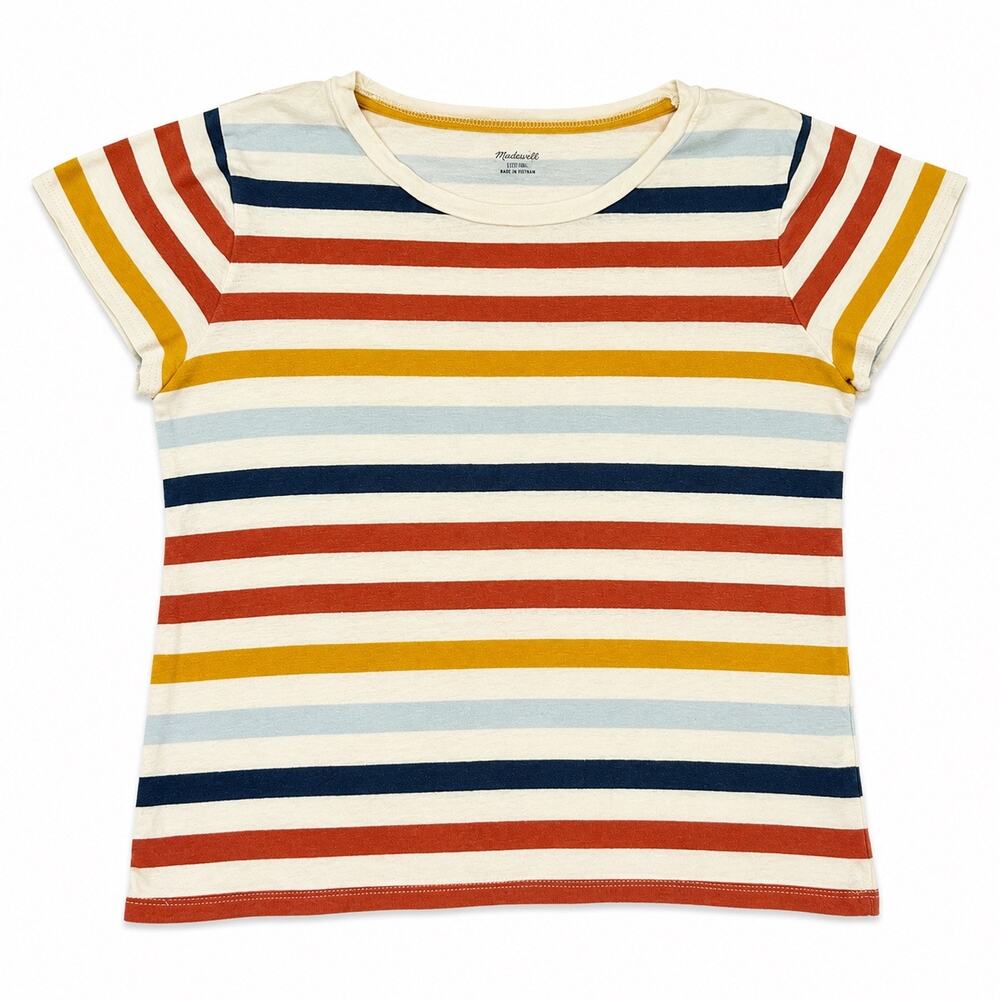 Madewell 100% Cotton Striped Tee Jewel Tone colors penny lane Women's S